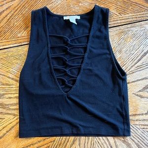 Black festival crop top from Forever 21
